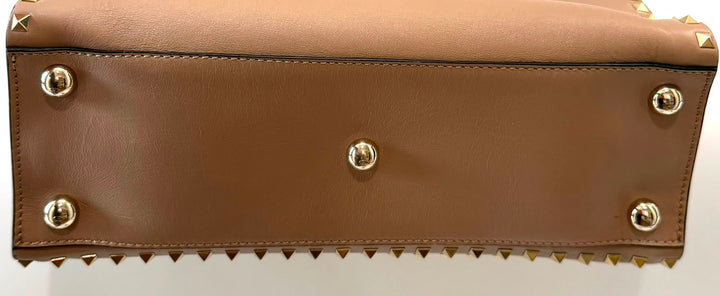VALENTINO ROCKSTUD STUDDED LARGE DOME CALFSKIN LEATHER BAG