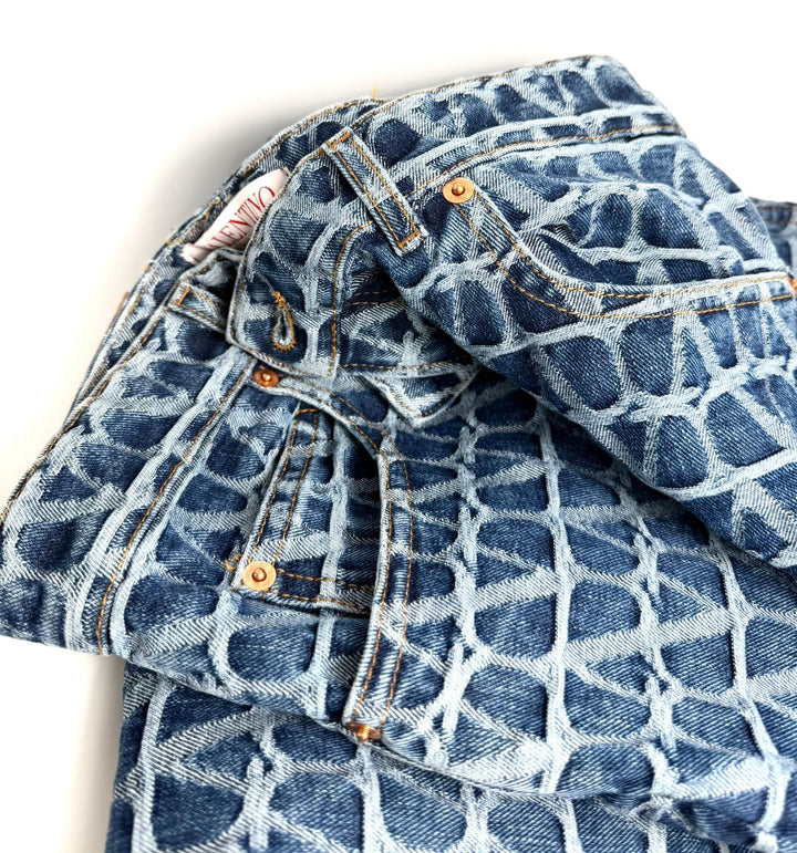VALENTINO TOILE ICONOGRAPHE MONOGRAM HIGH-RISE JEANS
