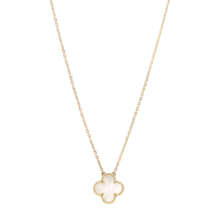 VAN CLEEF &amp; ARPELS 18K GOLD MOTHER OF PEARL ALHAMBRA PENDANT NECKLACE