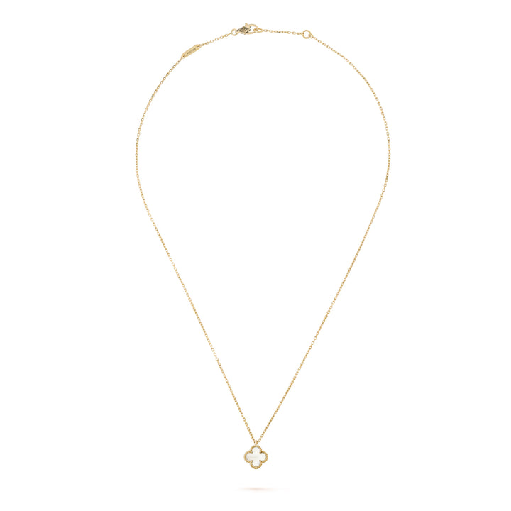 VAN CLEEF &amp; ARPELS 18K GOLD MOTHER OF PEARL ALHAMBRA PENDANT NECKLACE