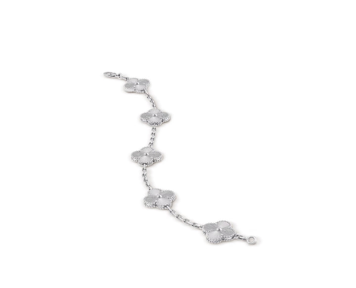 VAN CLEEF &amp; ARPELS 18K WHITE GOLD 5 MOTIFS ALHAMBRA BRACELET