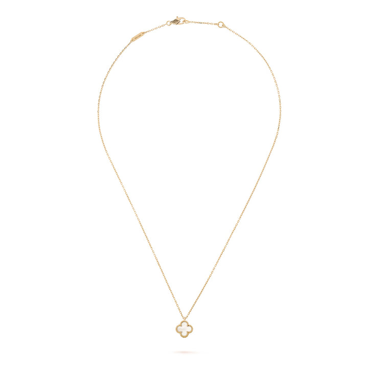 VAN CLEEF &amp; ARPELS SWEET ALHAMBRA MOTHER OF PEARL PENDANT 18K GOLD  NECKLACE
