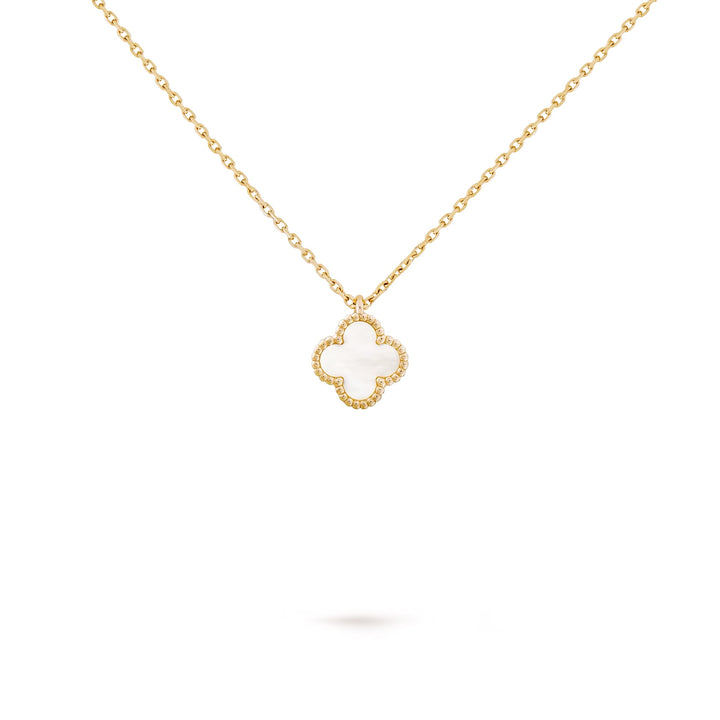 VAN CLEEF &amp; ARPELS SWEET ALHAMBRA MOTHER OF PEARL PENDANT 18K GOLD  NECKLACE