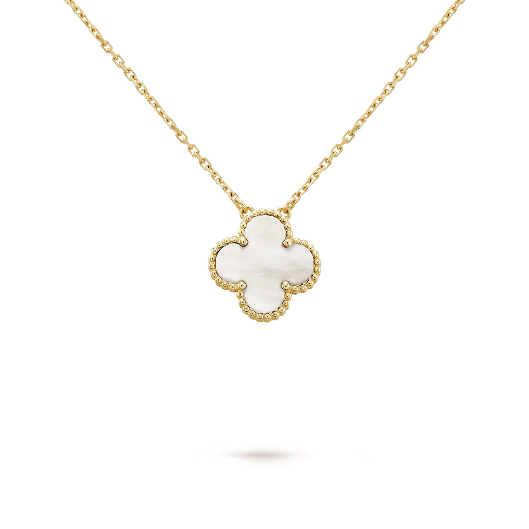VAN CLEEF &amp; ARPELS 18K GOLD MOTHER OF PEARL ALHAMBRA PENDANT NECKLACE