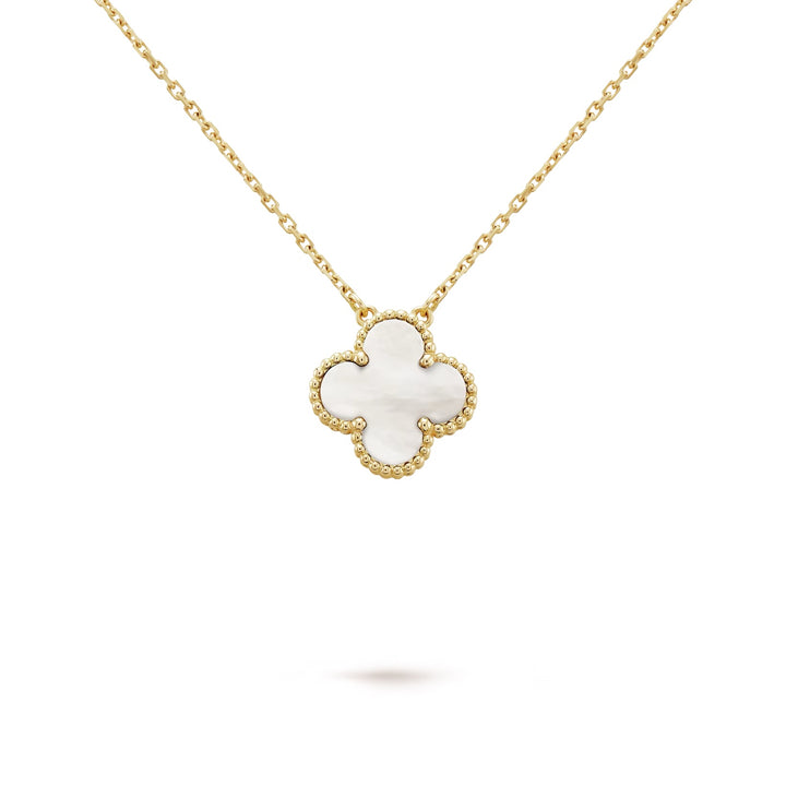 VAN CLEEF &amp; ARPELS 18K GOLD MOTHER OF PEARL ALHAMBRA PENDANT NECKLACE