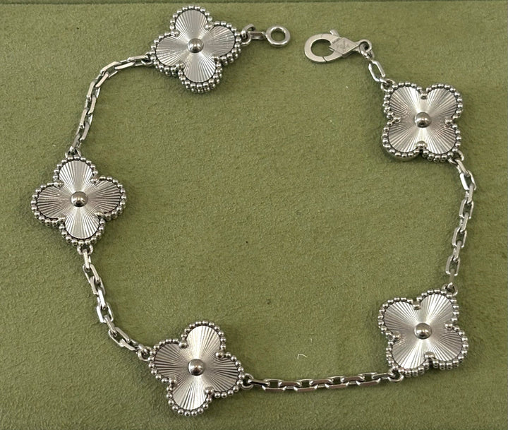 VAN CLEEF &amp; ARPELS 18K WHITE GOLD 5 MOTIFS ALHAMBRA BRACELET