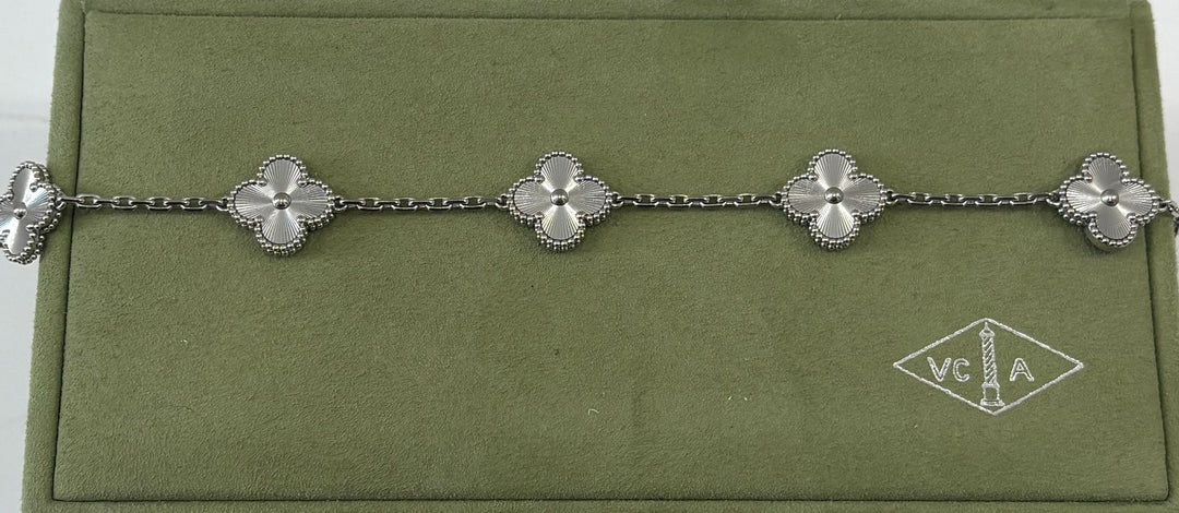 VAN CLEEF &amp; ARPELS 18K WHITE GOLD 5 MOTIFS ALHAMBRA BRACELET