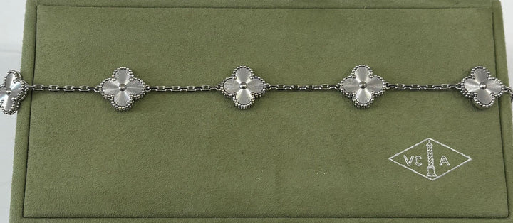 VAN CLEEF &amp; ARPELS 18K WHITE GOLD 5 MOTIFS ALHAMBRA BRACELET