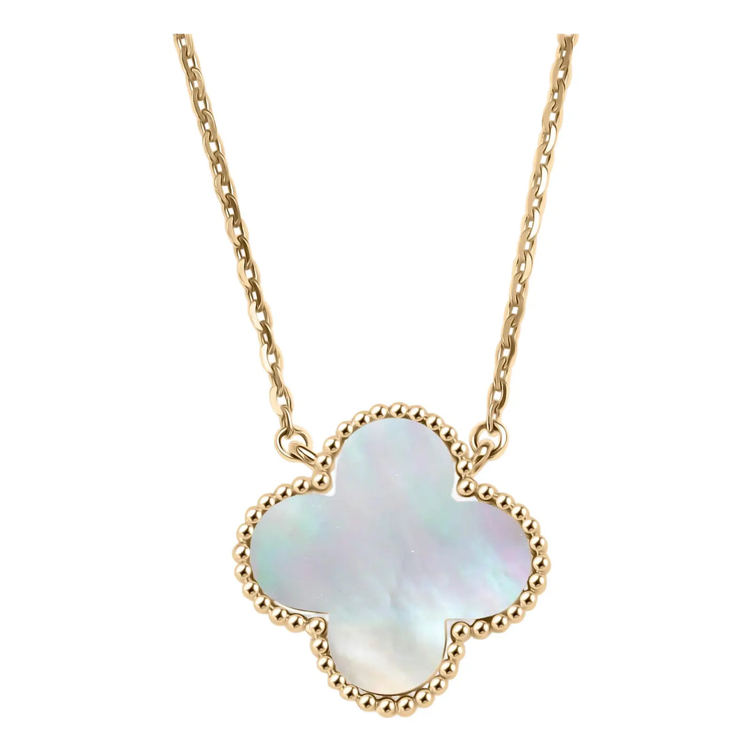 VCA SWEET MOP 18K GOLD ALHAMBRA PENDANT NECKLACE
