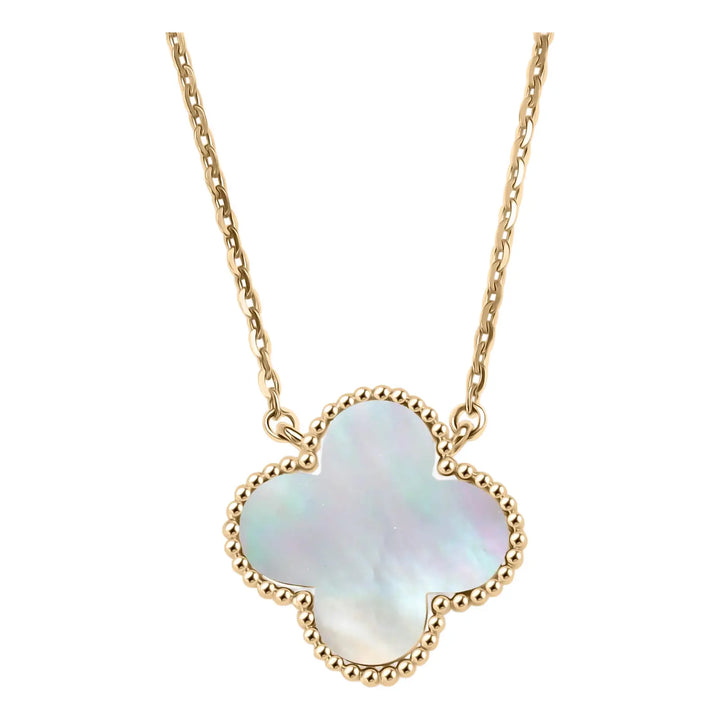 VCA SWEET MOP 18K GOLD ALHAMBRA PENDANT NECKLACE