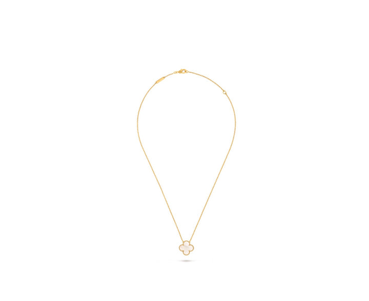VCA SWEET MOP 18K GOLD ALHAMBRA PENDANT NECKLACE