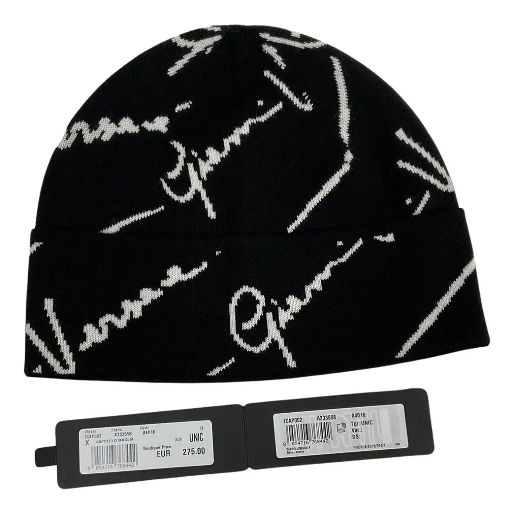 VERSACE GV LOGO JACQUARD WOOL SCARF &amp; BEANIE