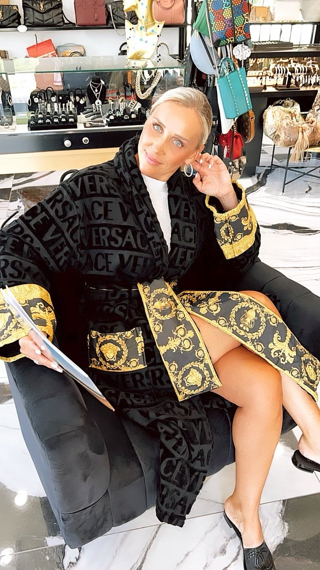 VERSACE BAROCCO PANEL LOGO DEVORÉ ROBE