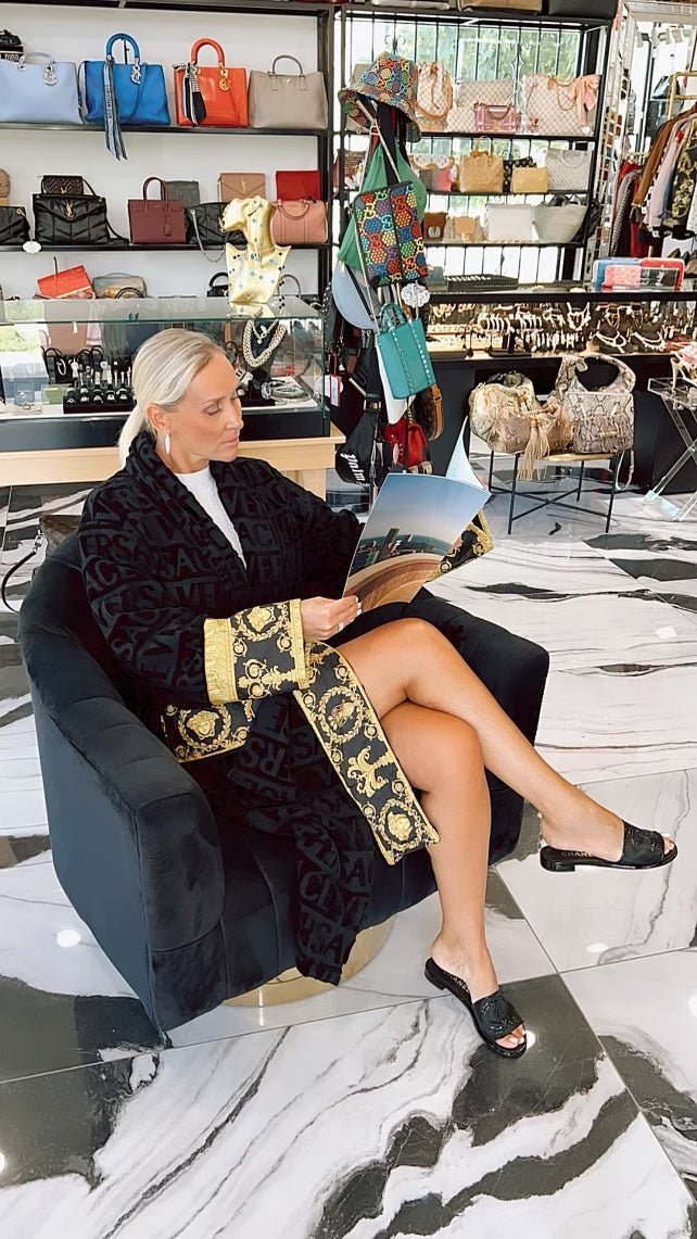 VERSACE BAROCCO PANEL LOGO DEVORÉ ROBE