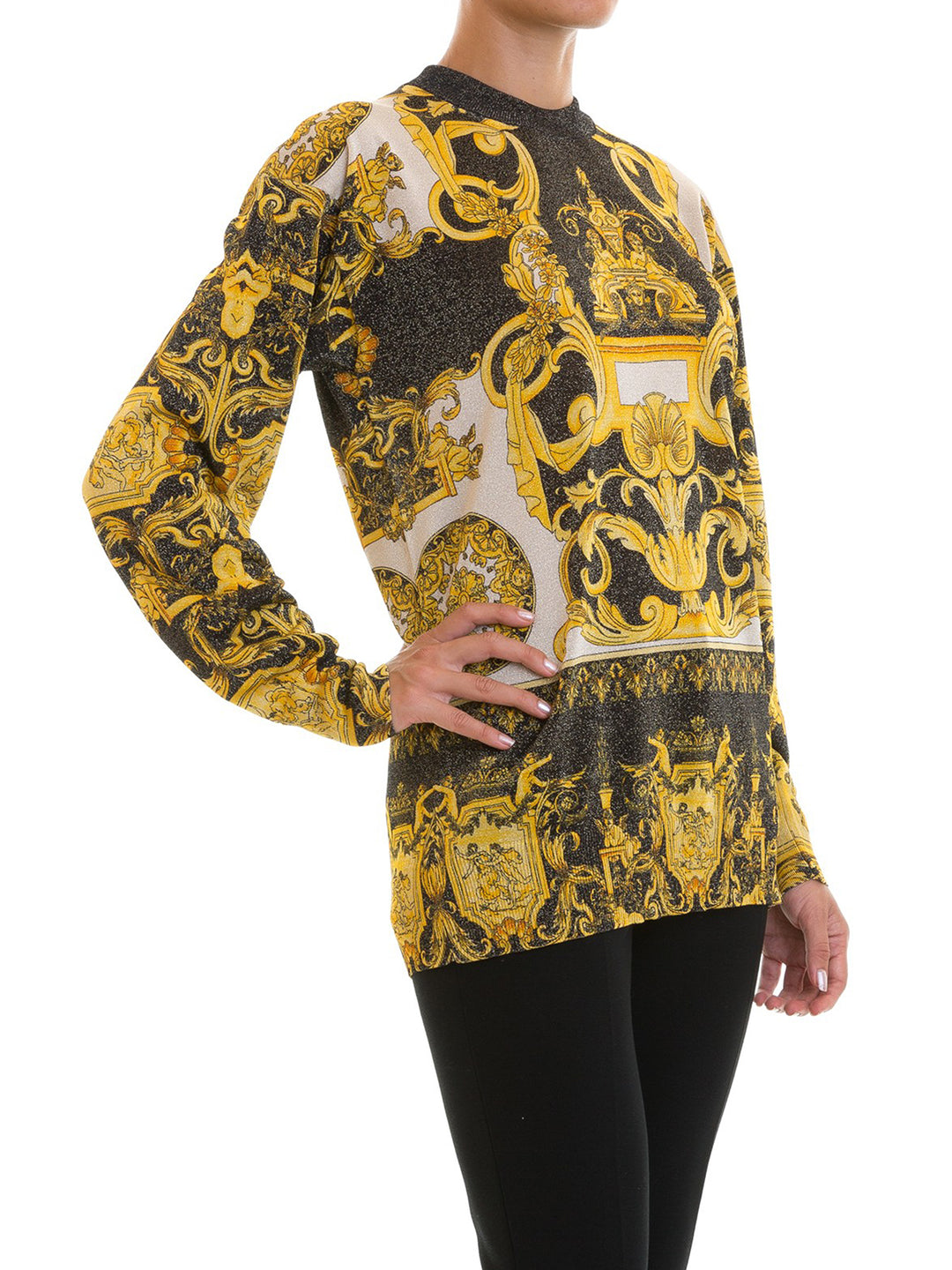 VERSACE BAROQUE PRINT VISCOSE JERSEY SWEATER