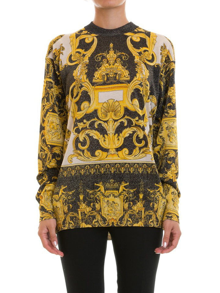 VERSACE BAROQUE PRINT VISCOSE JERSEY SWEATER