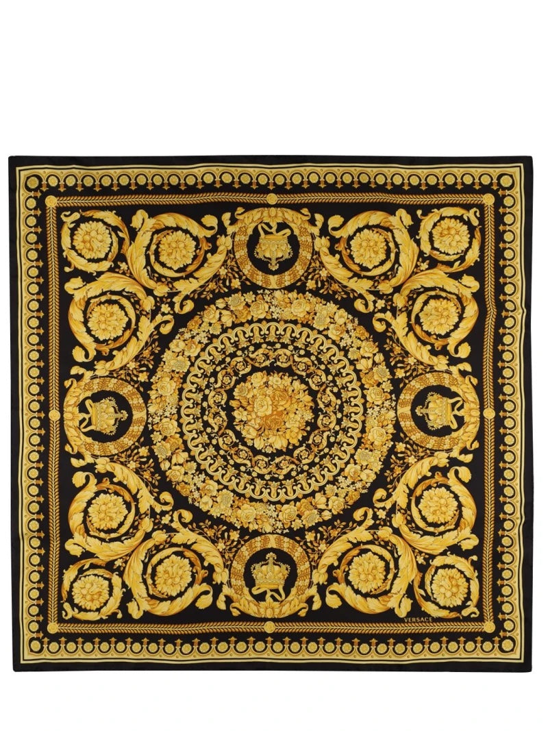 VERSACE BLACK AND GOLD BAROCCO PRINT SCRAF