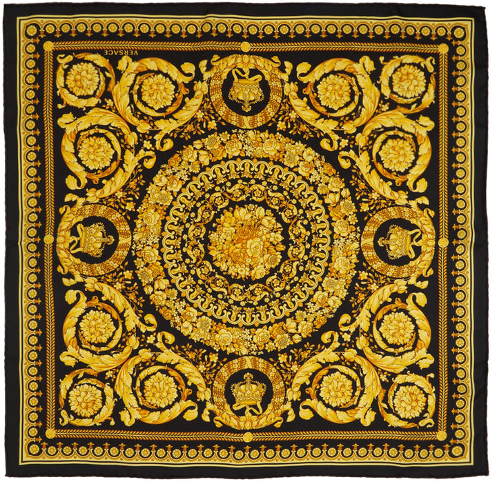 VERSACE BLACK AND GOLD BAROCCO PRINT SCRAF