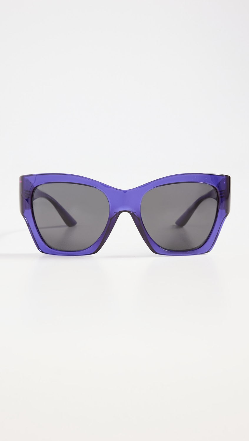 VERSACE  BOLD CAT-EYE SUNGLASSES TRANSPARENT PURPLE