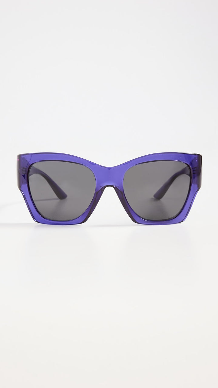 VERSACE  BOLD CAT-EYE SUNGLASSES TRANSPARENT PURPLE