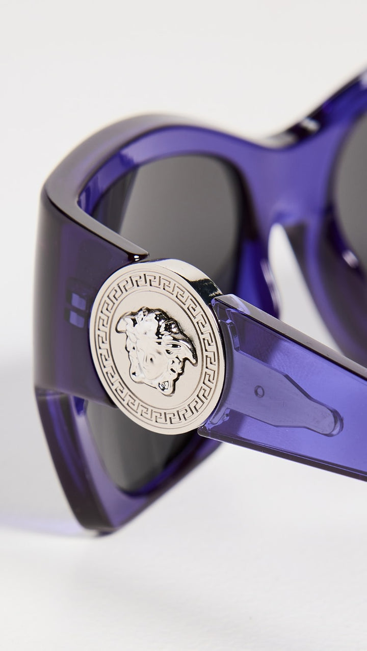 VERSACE  BOLD CAT-EYE SUNGLASSES TRANSPARENT PURPLE