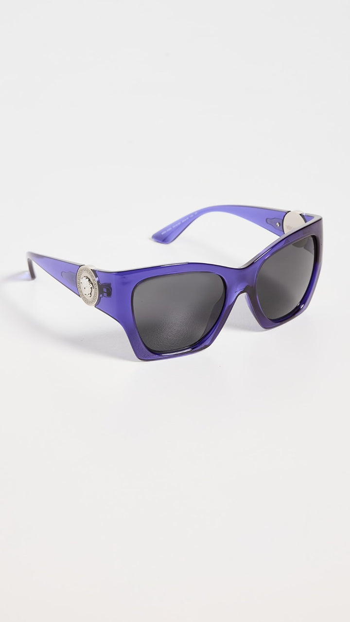VERSACE  BOLD CAT-EYE SUNGLASSES TRANSPARENT PURPLE