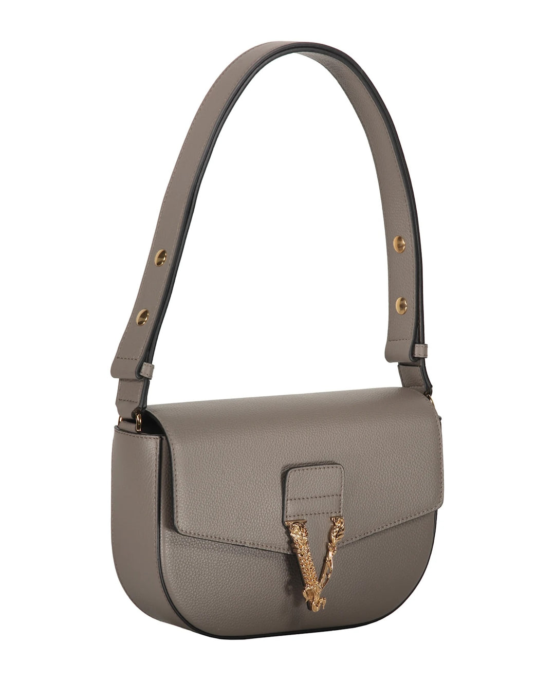 VERSACE VIRTUS GRAINED CALFSKIN LEATHER HANDBAG