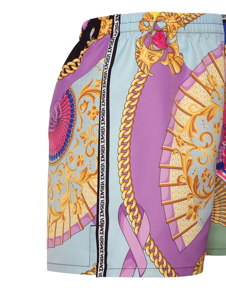 VERSACE FAN PRINTED JERSEY SHORTS