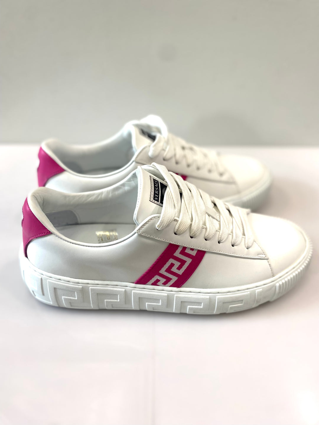 VERSACE GRECA LEATHER SNEAKERS