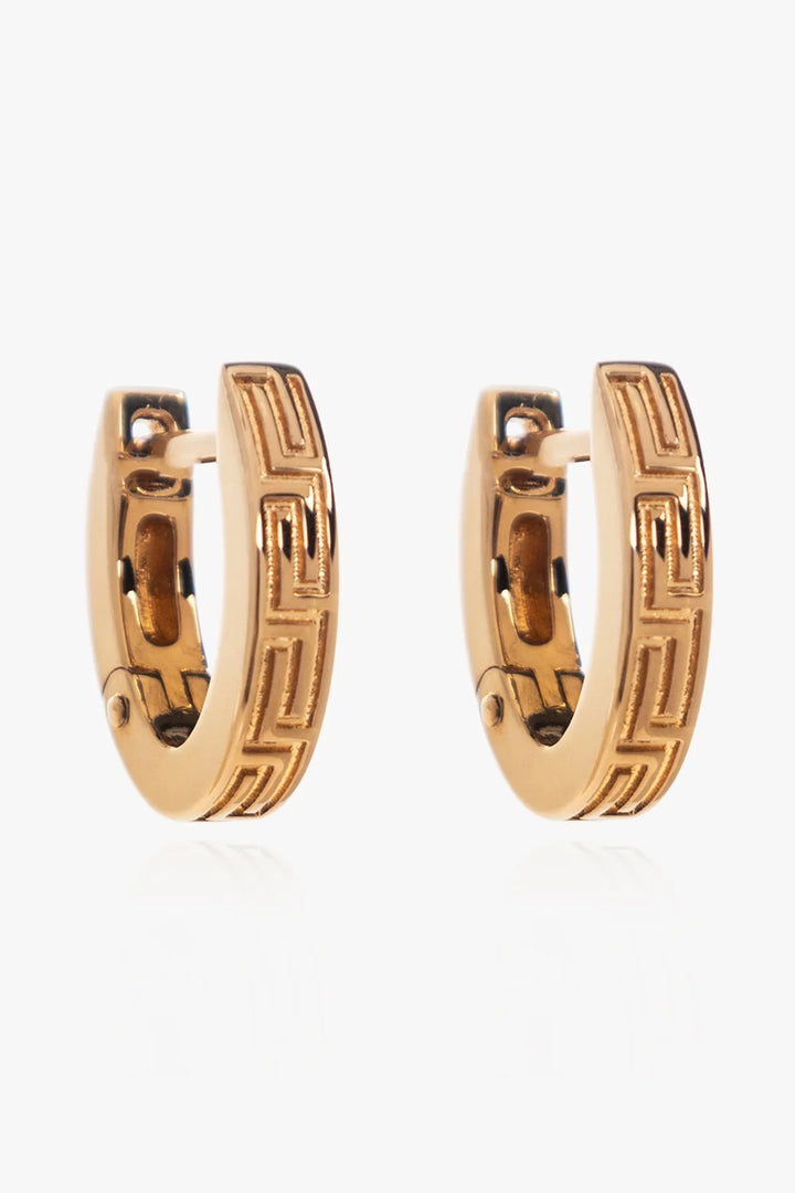 VERSACE GRECA EMBOSSED HOOP EARRINGS