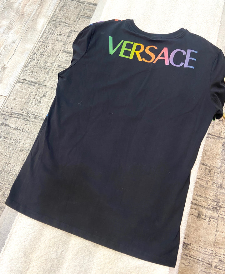 VERSACE GRECA NEON LA MEDUSA PRINT MONOGRAMMED T-SHIRT