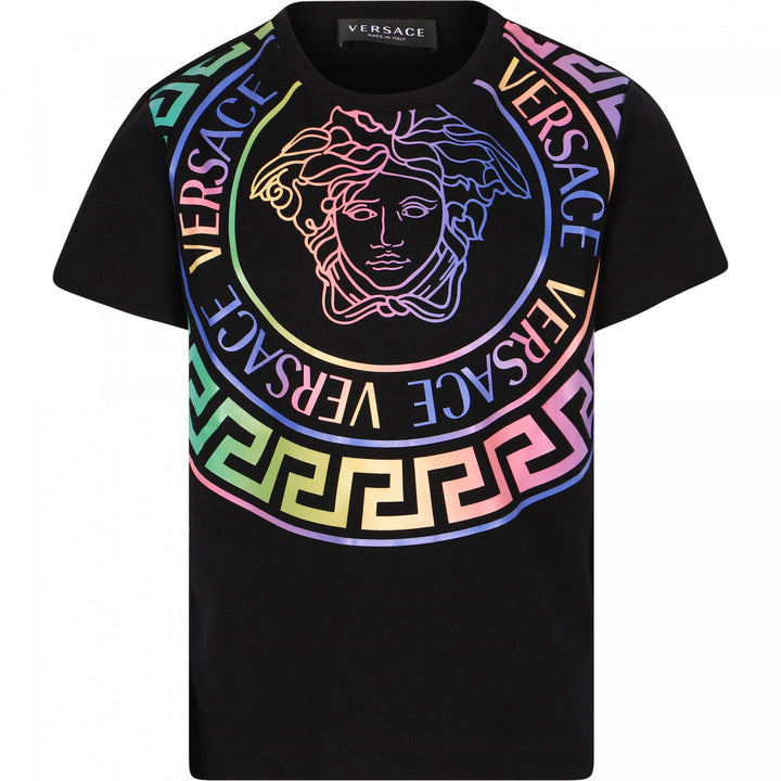 VERSACE GRECA NEON LA MEDUSA PRINT MONOGRAMMED T-SHIRT