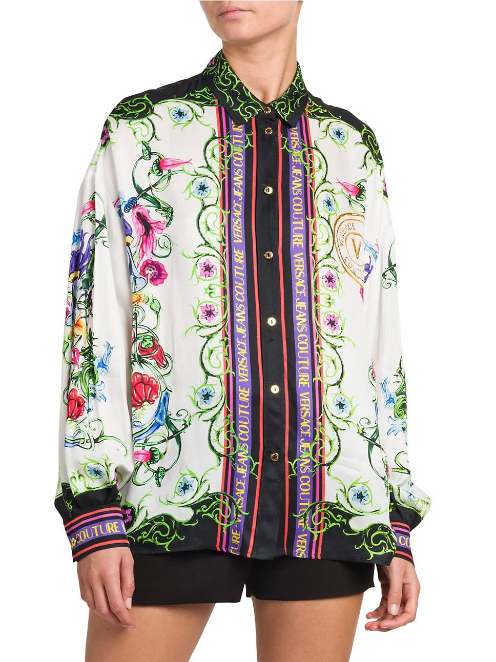 VERSACE JEANS COUTURE GARDEN BAROQUE PRINT SHIRT