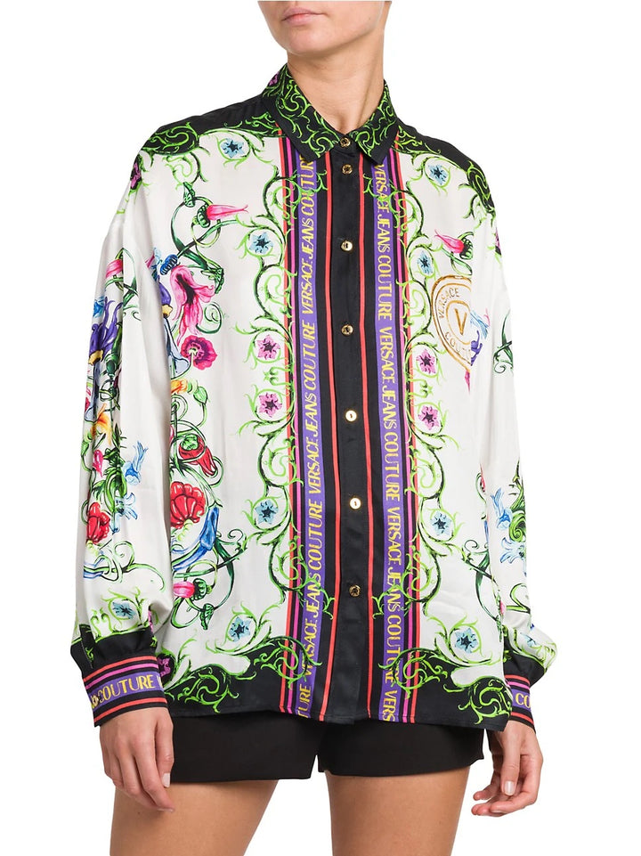 VERSACE JEANS COUTURE GARDEN BAROQUE PRINT SHIRT