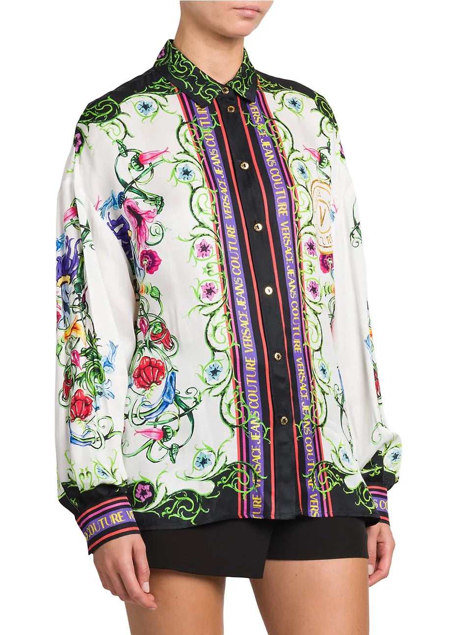 VERSACE JEANS COUTURE GARDEN BAROQUE PRINT SHIRT