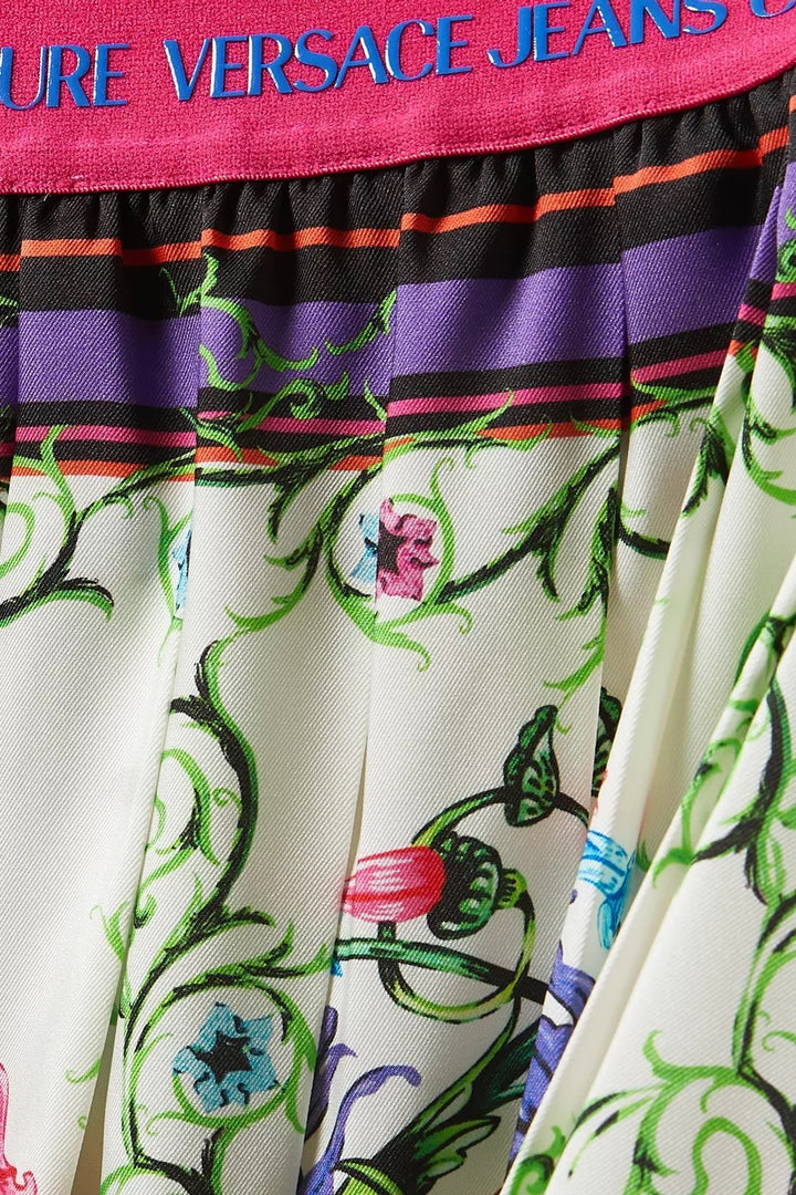 VERSACE JEANS COUTURE GARDEN PRINT PLEATED MINI SKIRT