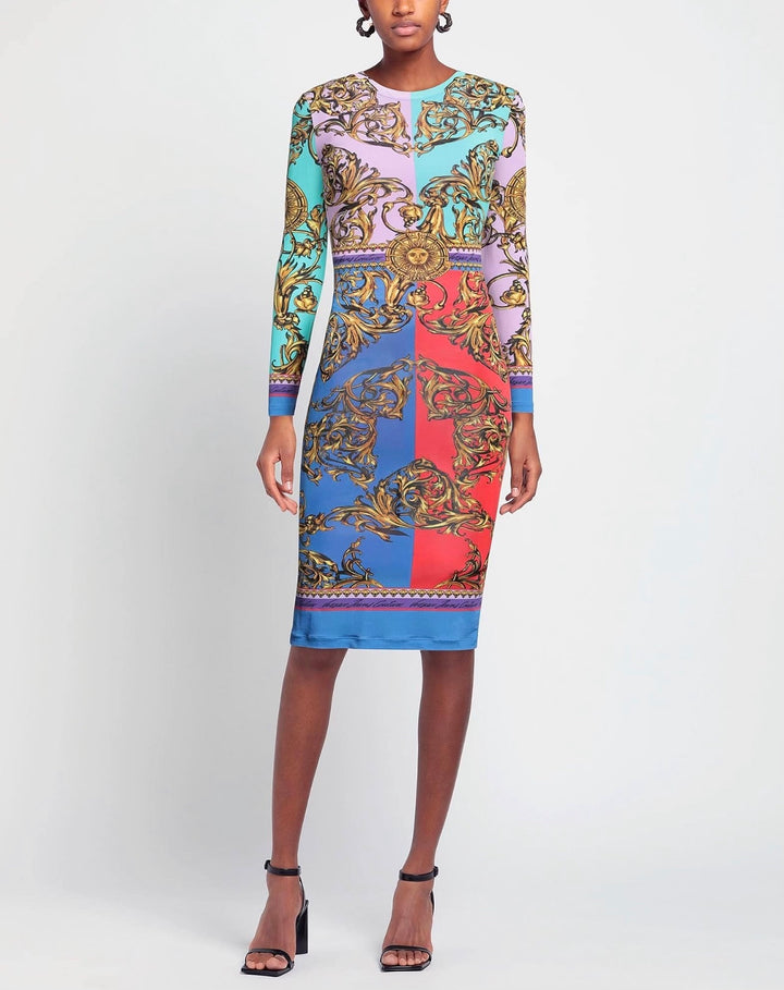 VERSACE JEANS COUTURE MULTICOLOR PATTERNED DRESS