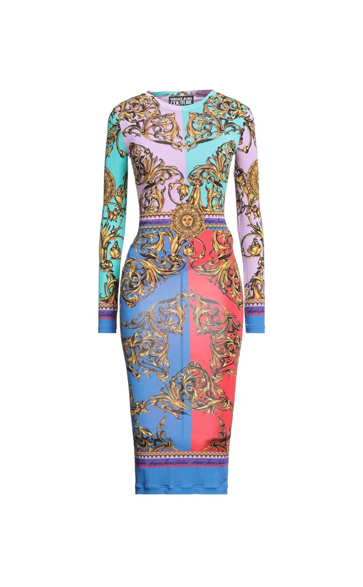 VERSACE JEANS COUTURE MULTICOLOR PATTERNED DRESS