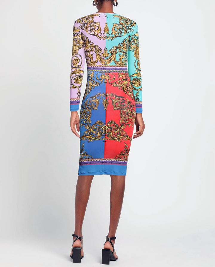 VERSACE JEANS COUTURE MULTICOLOR PATTERNED DRESS