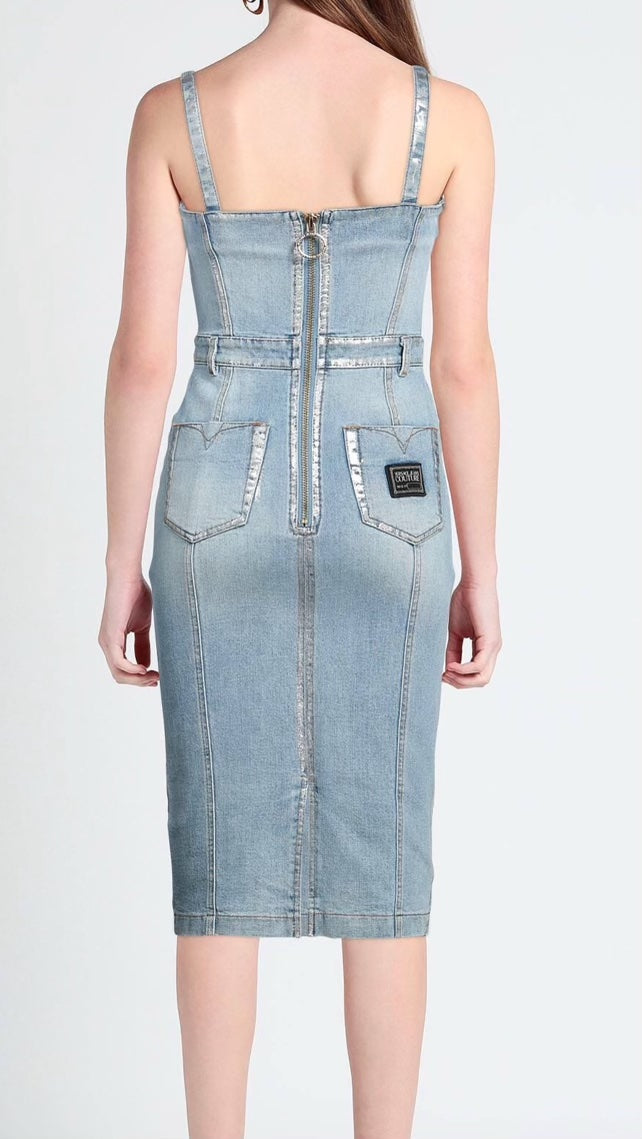 VERSACE JEANS COUTURE MIDI DENIM DRESS
