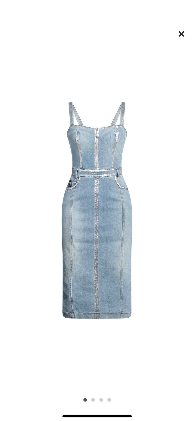 VERSACE JEANS COUTURE MIDI DENIM DRESS