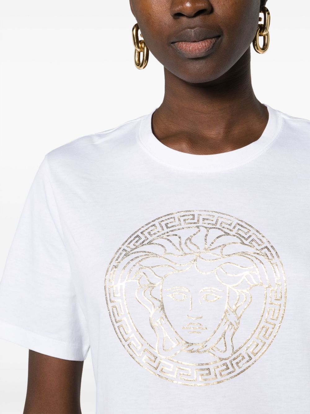 VERSACE LA MEDUSA GRAPHIC LOGO COTTON JERSEY T-SHIRT