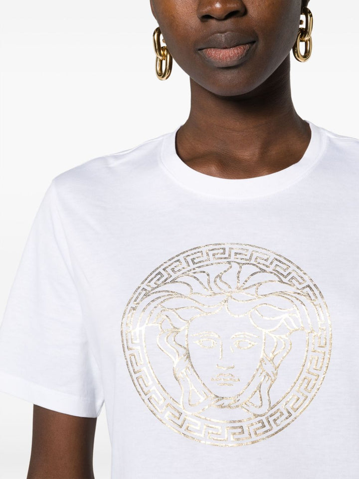 VERSACE LA MEDUSA GRAPHIC LOGO COTTON JERSEY T-SHIRT