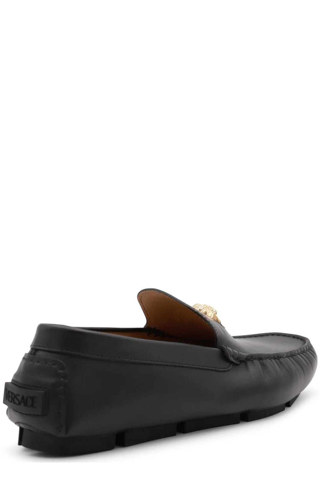 VERSACE LA MEDUSA LOGO CALFSKIN LEATHER DRIVERS LOAFERS