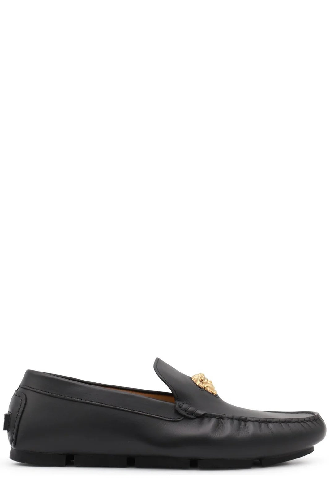 VERSACE LA MEDUSA LOGO CALFSKIN LEATHER DRIVERS LOAFERS