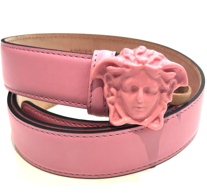 VERSACE LA MEDUSA CALFSKIN LEATHER BELT