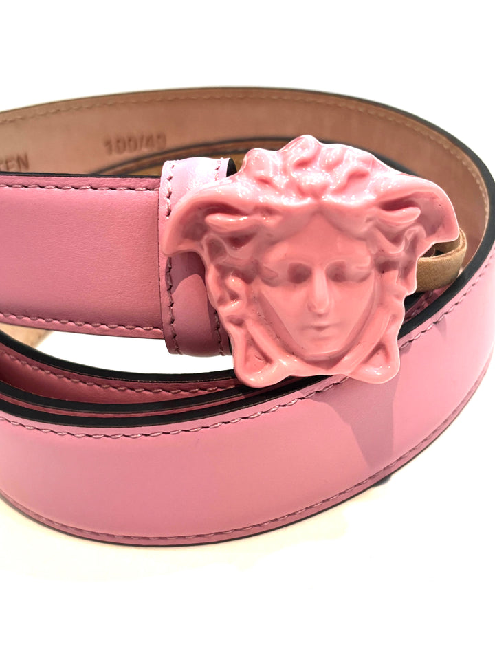 VERSACE LA MEDUSA CALFSKIN LEATHER BELT