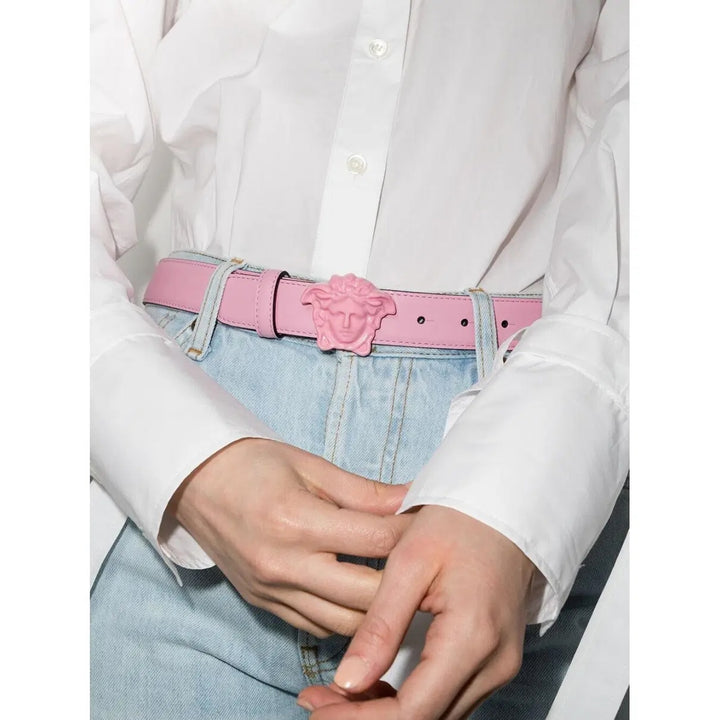 VERSACE LA MEDUSA CALFSKIN LEATHER BELT