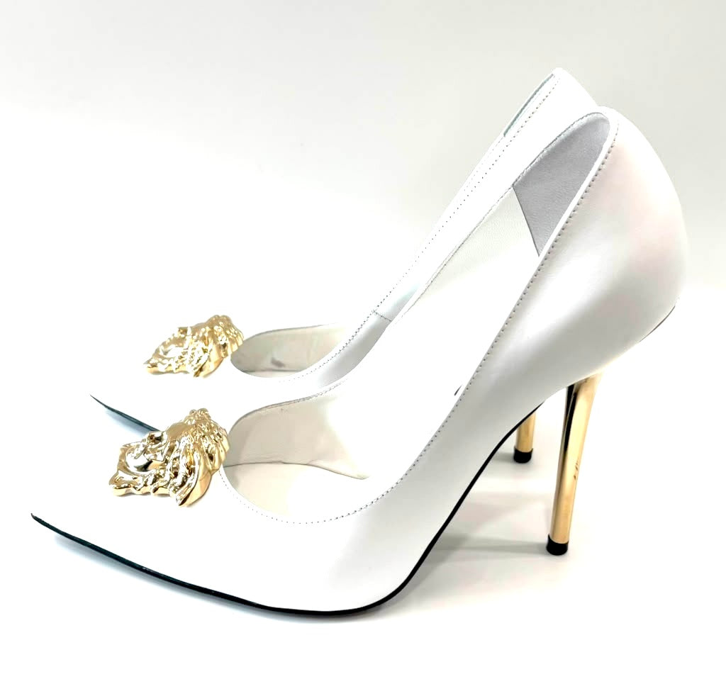 VERSACE LA MEDUSA CALFSKIN LEATHER PUMPS