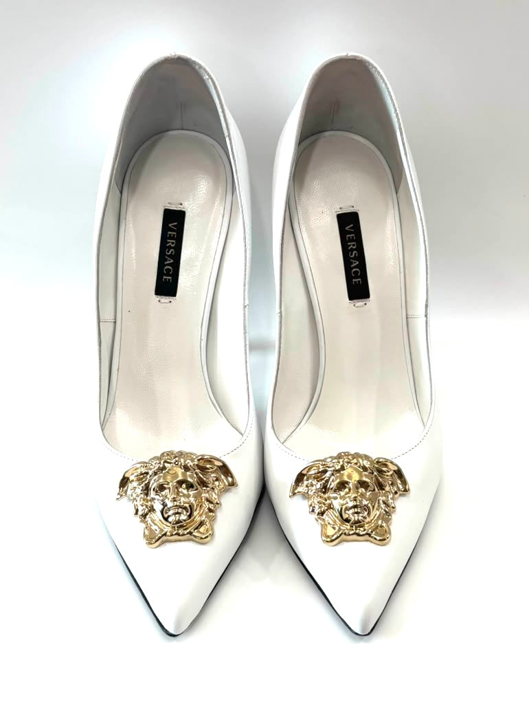 VERSACE LA MEDUSA CALFSKIN LEATHER PUMPS